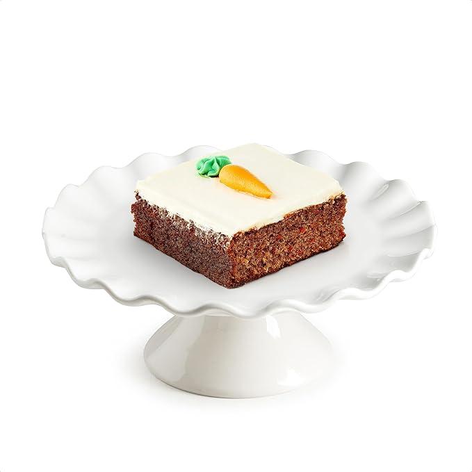 YHOJOY Small Cake Stand for Cupcakes, Donuts, 8 Inch Porcelain Cake Stand for Dessert Table, Vintage Cupcake Platter for Tea Party Decorations, Mini Dessert Display Stand  for 6" Cakes