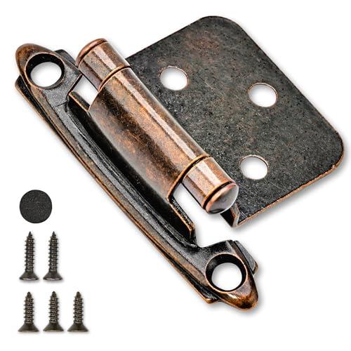 50 Pack 25 Pairs 1/2" Overlay Cabinet Door Hinges - Oil Rubbed Bronze Self Closing Hinges