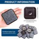 Ezprotekt 2 1/2" Square Carpet Bottom Furniture Caster Cups, 16 Pcs Reusable Furniture Coasters, Felt Furniture Sliders Pads to Protect Hardwood, Tile or Carpetd Floors from Scratches (Brown/Gray)