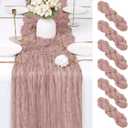 6 Pack Dusty Pink Cheesecloth Table Runner 17x108 Inch Semi Sheer Boho Gauze Cheese Cloth Fabric Table Runners Table Decor for Wedding Party Baby Shower Birthday Home Decor Garden Farmhouse