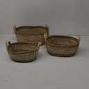 Natural Seagrass Shallow Baskets with Handles - Set of 3 - Soft Supple and Beautifully Textured Storage Solutions Natural
