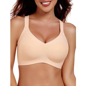 Gailife Womens Wireless Push Up Bras for Women No Underwire Seamless Full Coverage Supportive T Shirt Everyday Bras (Orange, XL)