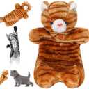 Cat Puppet Wrestler, Cat Wrestling Toy Puppet Hand Glove with Tough Padding for Safe and Fun Interactive Play, Relieve Boring Games(Brown Stripes)