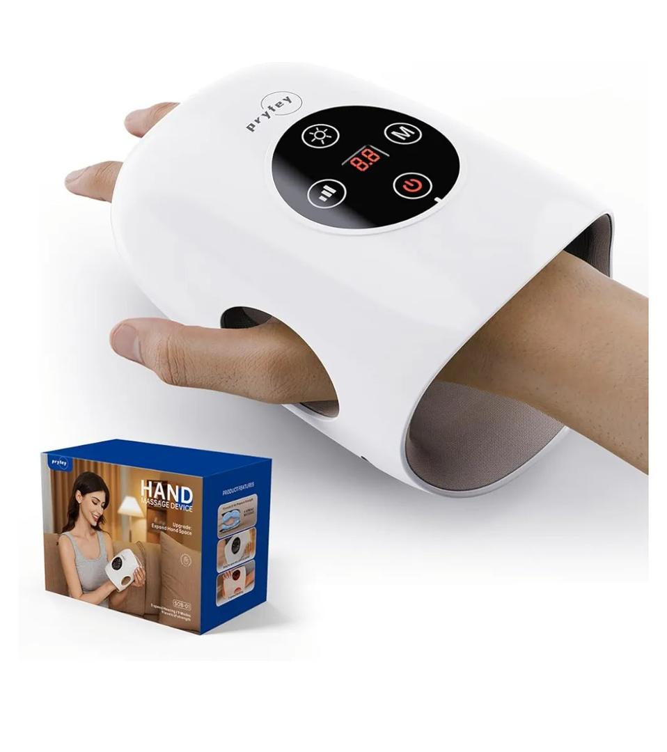 pryfey Hand Massager, 9 Modes 9 Intensities Hand Massage, Cordless Hand Massager for Arthritis and Carpal Tunnel, Gift for Christmas Men Women Parents Relaxation at Office,White