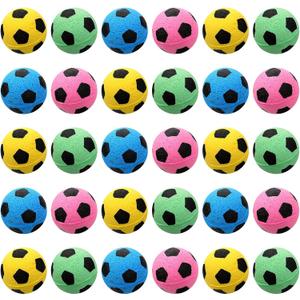 Skylety 32 Pieces Cat Soccer Balls Foam Sponge Football Cat Interactive Cats Soccer Toy Sports Ball for Kitten Pet
