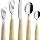 ANNOVA Silverware Set Stainless Steel Colorful Handle Tableware Kitchen Flatware Set Utensils, Includes Dinner Knives, Forks, Spoons, Salad Forks & Dessert Spoons (Yellow, 20 Pieces) (Large)