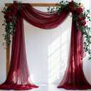 Wedding Arch Draping Fabric, 31.5" x 20FT Wrinkle-Free Sheer Chiffon Drapery for Ceremony Backdrop, Arbor, Pergola, Church Cross, Photo Booth, Baby Shower & Home Decor, 1-Pack, Burgundy