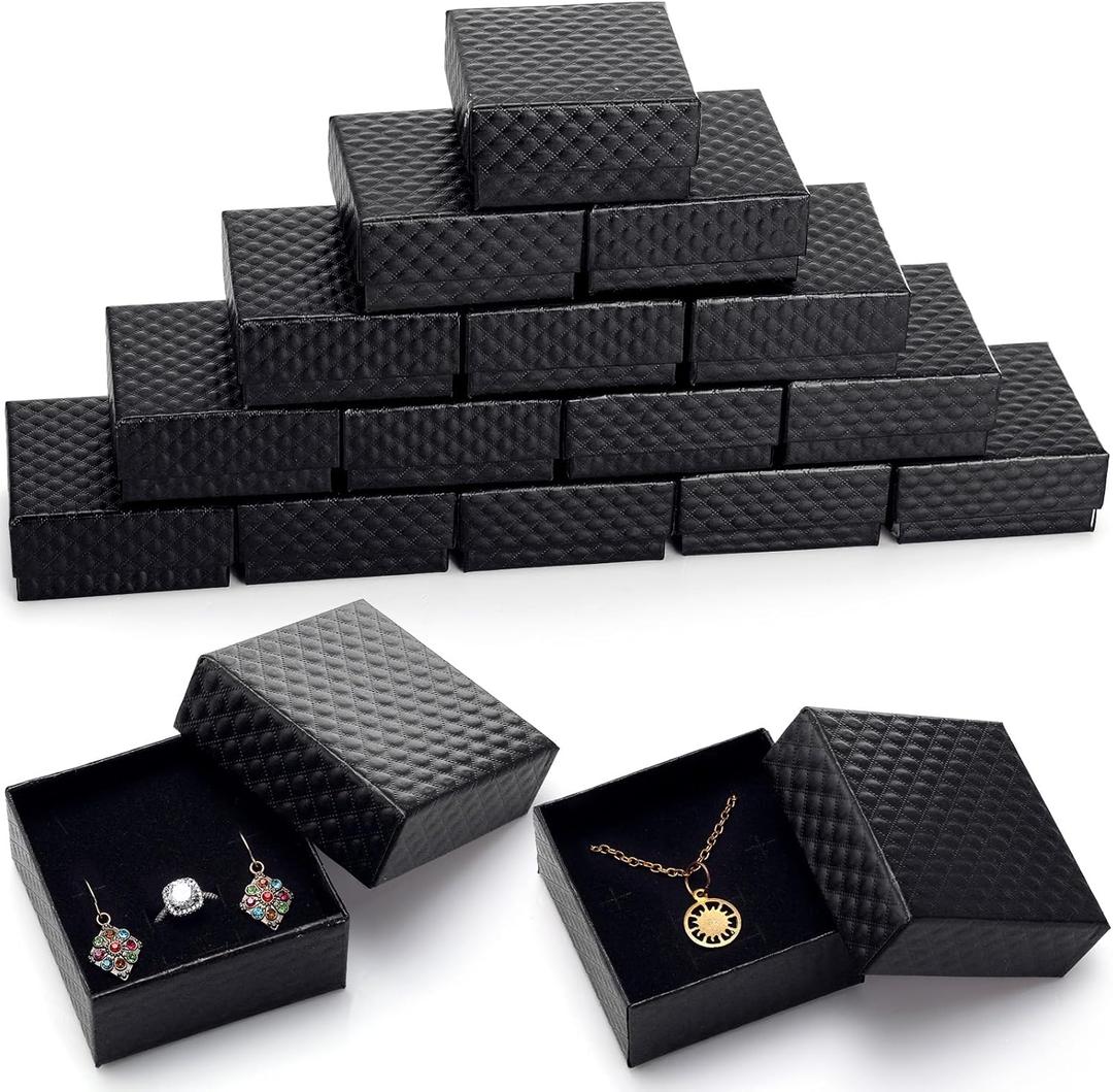 Sasylvia 24 Pcs Jewelry Gift Boxes, 3 x 3 x 1.4 Inches Small Gift Boxes Necklace Case Bulk for Jewelry Mother's Day(Black)