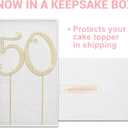 50 Cake Topper - Premium Gold Metal - 50th Birthday or Golden Anniversary Party Sparkly Rhinestone Decoration Makes a Great Centerpiece - Now Protected in a Box