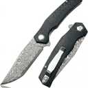 Damascus Steel Folding Pocket Knife, 3.74" VG10 Blade for Men and Women, Carbon Fiber and G10 Handle EDC Knife with Liner Lock for Outdoor Survival Camping Collection Hunting