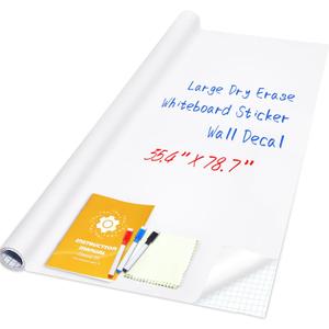 Dry Erase Whiteboard Sticker Wall Decal, Self-Adhesive White Board Peel Stick Paper for School,Office,Home,Kids Drawing with 3 Water Pen 78.7"x35.4"