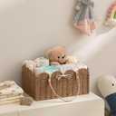 HBlife Baby Diaper Caddy Organizer, Portable Scalloped Plastic Wicker Woven Basket with Divider, Nursery Diaper Station, Baby Shower Gifts Basket, Car Organizer, Washable Waterproof