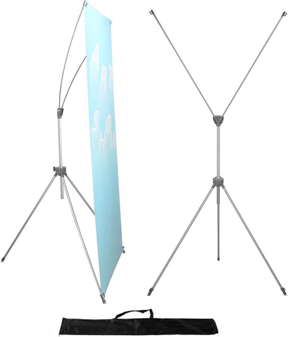 YDisplay X Banner Stand Adjustable Fit Banner Size from 23"X63" to 32"X78" Portable Oxford Bag for Trade Show Exhibition Market, 1 Pack