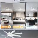 Ohniyou 60'' Ceiling Fan with Light - Modern White 8 Blades Ceiling Fan Remote&APP Control, Dimmable, DC Motor Outdoor Fan for Covered Patio, Living Room, Shop, Garage