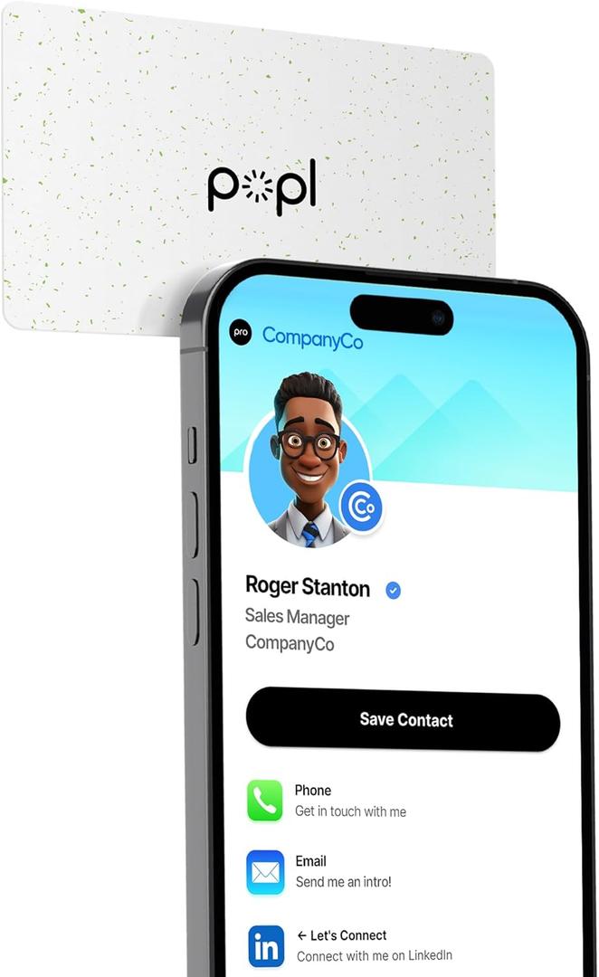 Popl Smart NFC Business Card - Sleek Modern Digital Business Card w/Instant App-Free Sharing - Customizable NFC Cards Compatible w/iPhone & Android (100% Recycled)