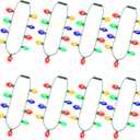 LED Christmas Xmas Light Up Necklace Bulb for Holiday Party Favors 9 LED Bulbs - Ugly Christmas Sweater Accessories (8 Pack)