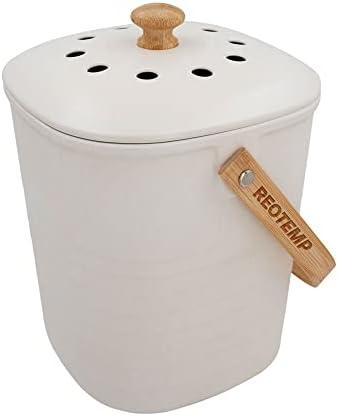Reotemp Bamboo Fiber Kitchen Compost Bin (White)