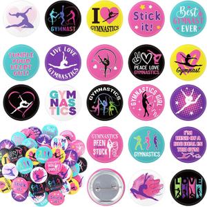 80 Pcs Gymnastics Buttons Pins Gifts Gymnasts Pins Bulk for Gymnastics Party Favors Coaches Athletes Girls Women Team Gym Gifts Supplies, 1.5 Inch