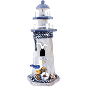 genius.nn Seabird Wooden Lighthouse 10' High Nautical Themed Rooms Lighthouse Home Decor