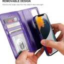 Bocasal Detachable Wallet Case for iPhone 13 RFID Blocking Card Slots Holder Premium PU Leather Magnetic Kickstand Shockproof Wrist Strap Removable Flip Protective Cover 5G 6.1 inch (Purple)