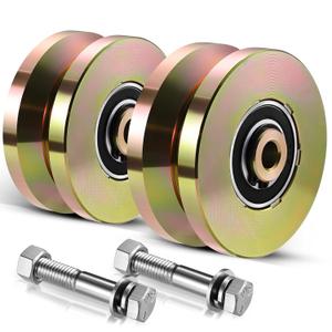 4" Heavy Duty Sliding Gate Rollers Wheels 2 Sets V Groove Slide Wheel Solid 4" Dia 1-3/4" Width Double Bearing 3000 Lbs Capacity with Screws