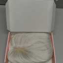 Flufymooz Real Human Hair Toppers for women, 10 Inch Clip in Bangs 100 Human Hair Toppers for Thinning Hairpiece, Cover Hairpiece with 150% Density Silk Base-Silver White