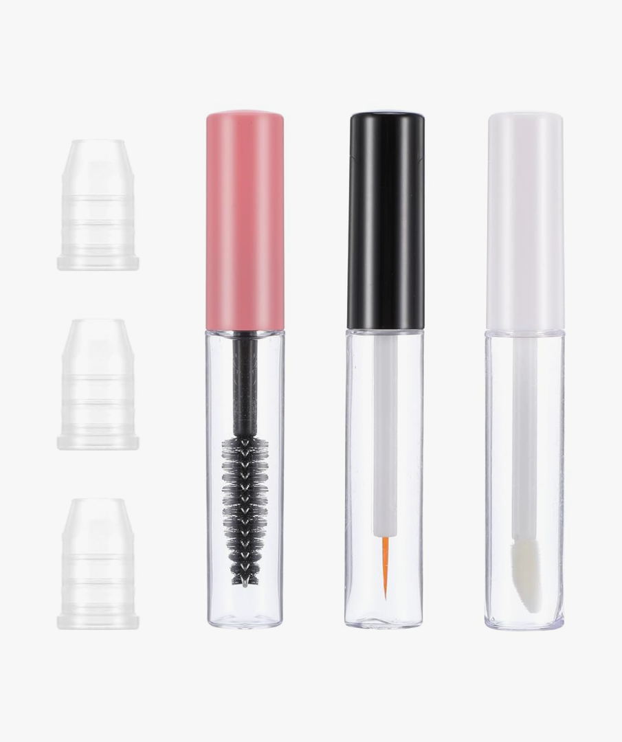 3Pcs Empty Mascara Tube and Wand, 5ml Empty Cosmetic Tubes with Different Brushes, Ideal for Castor Oil DIY Cosmetics