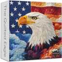 PICKFORU Embroidery Eagle Jigsaw Puzzles 1000 Pieces, American Flag Puzzles for Adults, Colorful Patch Theme as Home Decor