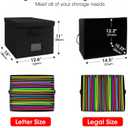 File Organizer Boxes with Lid, Linen Hanging File Storage Boxes with Handle, Collapsible Document Filling Boxes for Letter/Legal Folder, Portable File Box for Office/Decor/Home (2 Pack, Black)