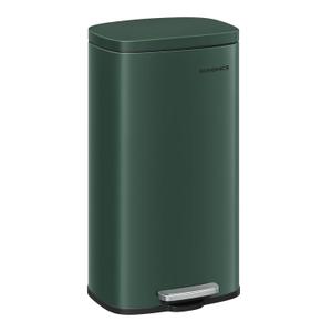 SONGMICS Trash Can with Lid, 8 Gallon Garbage Can, Stainless Steel Small Waste Bin with Step Pedal and Inner Bucket, Soft Close, Kitchen, Retro Green ULTB003C01