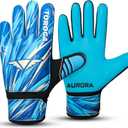 Goalkeeper Gloves Strong Grip Soccer Gloves with Double Waist Protection & Anti-Slip Latex Palm Comfortable for Kids, Youth and Adults for Football Training & Match Play Cyan, 5