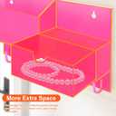 Acrylic Key Holder Wall Mount Mail Organizer for Wall with Shelf Storage Drawer and 5 Hooks, Neon Pink