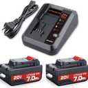 Upgraded 2Pack PCC685L 7.0Ah Replacement for Porter Cable 20V Battery Charger Combo Compatible with Porter Cable Battery PCC680L PCC681L PCC682L PCC692L PCC699L PCC600 PCC640 PCC670B PCC740B