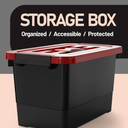 7 Quart Storage Bins with Lids and Latch, 6-Pack Stackable Plastic Organizing Box with Buckle and Handle, Durable Nestable Totes Containers (Black/Red)