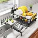 SNTD Dish Drying Rack - Extendable Dish Rack, Large Sink Drying Dish Drainer for Kitchen Counter, Stainless Steel Dish Strainer with Utensil Holder (Black), 
Product Dimensions	12.2"D x 16.5"W x 6.7"H