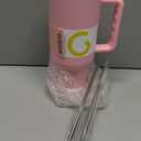 VUSIGN 40 oz Tumbler with Handle and Straw Lid, Stainless Steel Vacuum Insulated Tumbler Travel Mug Water Bottle Cup for Water Iced Tea Coffee Smoothie Car, Blush