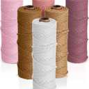 Nuanchu 6 Rolls Macrame Cord 3mm x 328 Yards Cotton Rope Colored Yarn Twine Set for DIY Wall Plant Hanger Crafts Knitting Making Supplies, 6 Colors(Assorted Colors)