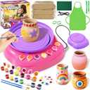 Pottery Wheel for Kids, Arts and Crafts for Kids Ages 8-12, Crafts for Girls 8-12, Complete DIY Clay Wheel Pottery Kit for Beginners, Kid Crafts Gifts for Girl Toys Ages 8 9 10 11 12 Year Old Birthday (PINK)