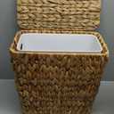 3 Gallon Wicker Trash Can,Small Bathroom Trash Can with Lid,Natural Water Hyacinth Wicker Waste Basket for Bedroom,Toilet,Narrow Garbage Can with Removable Liner