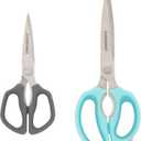 Farberware Comfort Grip Kitchen Scissors, 2 Pack, Aqua and Gray