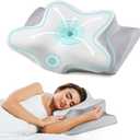Cervical Neck Pillow for Pain Relief - Cooling Side Sleeper Pillow for Sleeping, Ergonomic Memory Foam Pillows for Neck Support, Contour Orthopedic Bed Pillow for Back Stomach Sleepers (Grey)