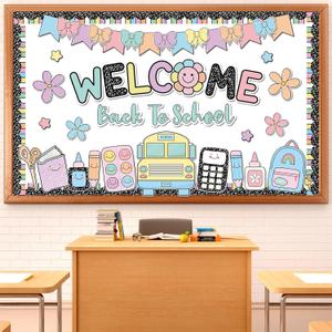 Composition Notebook Bulletin Board Welcome Back to School Classroom Decorations Pastel Colorful Composition Notebook Stationery Paper Cutout First Day of School for Classroom
