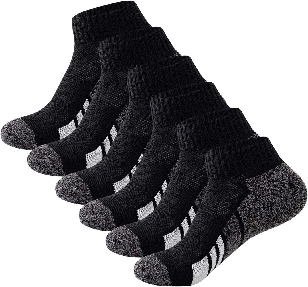 Sock Amazing 6 Pairs Men's Socks Low Cut Ankle Sock Cushion Non Slip No Show Breathable Running Socks for Cycling Fitness (10-13, Black)