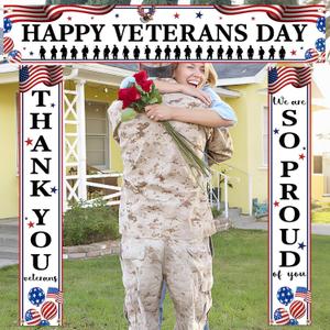 3 Pcs Happy Veterans Day Banner Veterans Appreciation Day Door Porch We Are So Proud of You Banner Thank You Soldier Remember Honor Patriotic Backdrop Sign Party Decor Home Outdoor Indoor