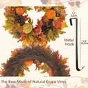 Fall Wreaths for Front Door 26'' Autumn Velvet Pumpkin Wreath with Metal Hook Large Harvest Maple Wreath Fall Decoration for Home Halloween Thanksgiving Decoration, Briful