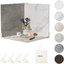 5PCS Photo Backdrop Boards with Carry Bag, 16x16Inch Marble Cement Wooden Photography Background Flat Lay Props for Food, Product, Jewelry, EOAJAFOU
