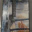 yiijeah Extra Large Living Room Wall Art - Modern Wall Decor for Bedroom Office Decor Mountain Forest Landscapes Village Bridge Painting Framed Canvas Prints Ready to Hang Pictures Home Decor (Blue Gray)