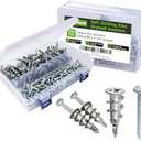 220pcs #8 Metal Self-Drilling Drywall Anchors, (125 Anchors+125 Screws) Hollow Zinc Wall Anchors and Screws Kit, 125pcs Heavy Duty Anchors 125pcs #8 x 1-1/4" Screws