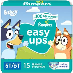Pampers Training Pants - Easy Ups Boys & Girls Bluey - Size 5T-6T, 15 Count, Children's Potty Underwear 