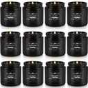 Howemon Scented Candle Set 12 Pack,Black, Candle for Home Scented, Odor Eliminating, Stress Relief, Long Lasting Soy Wax Gift Set